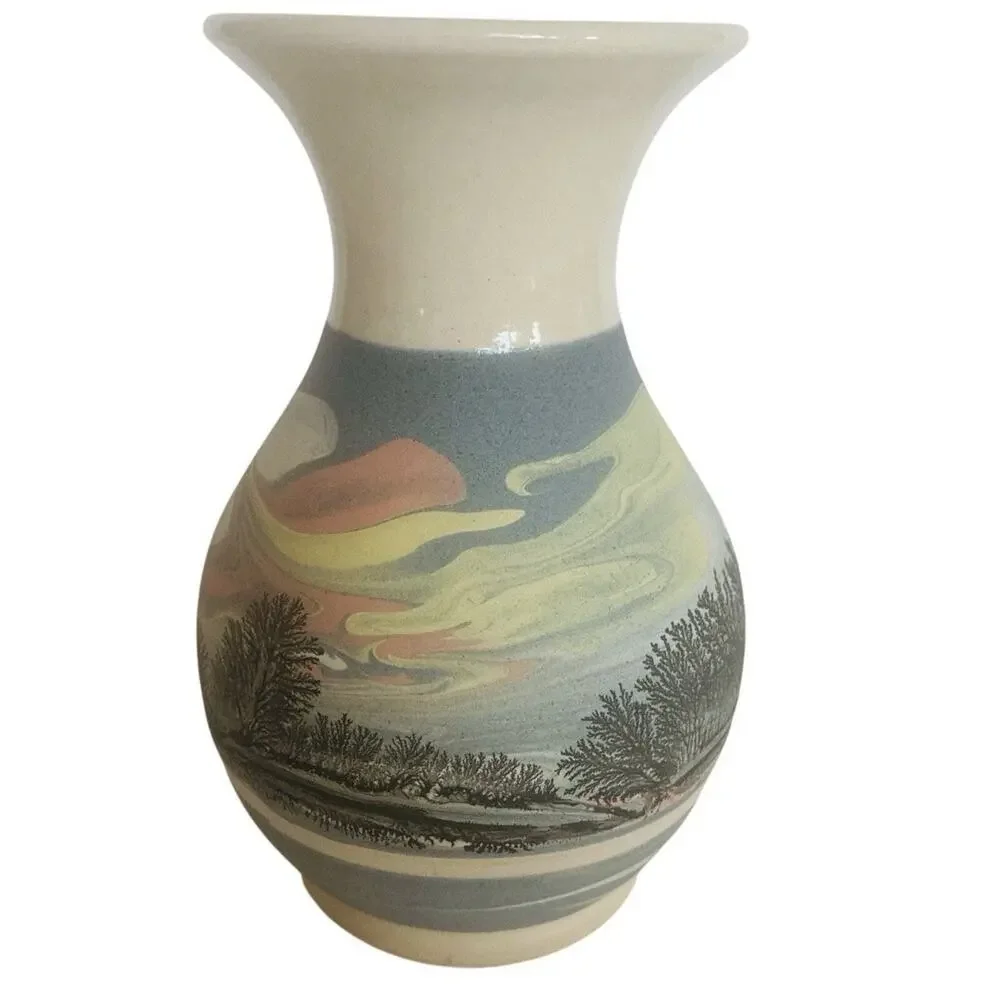 Bocastle Pottery Vase Roger Irving Little 2000 Cornwall UK Dendritic Landscape